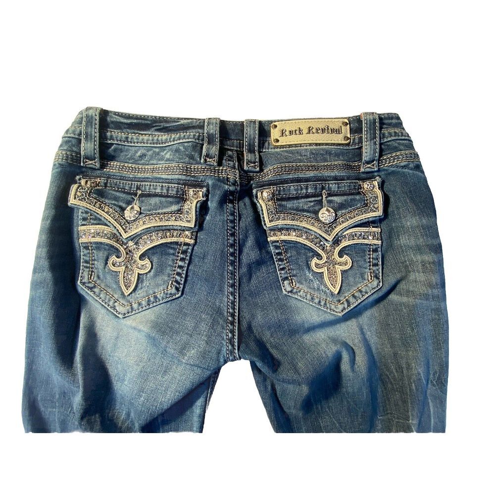 Rock & Republic‎ Women Jean Sz 31 Manisa Studs rhinestones Bling Cropped Western
